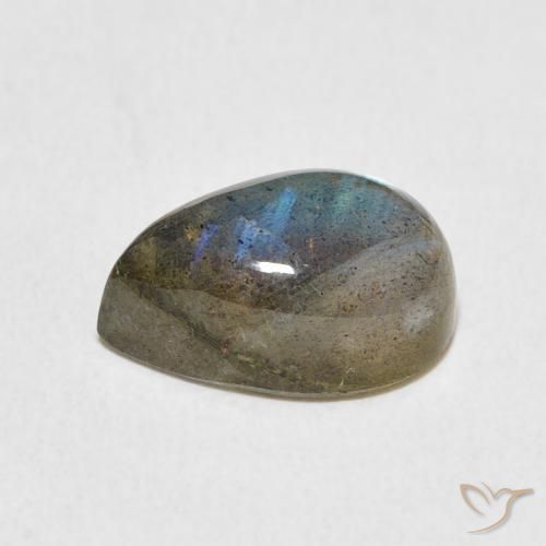 Labradorita Multicolor natural de 3.85 ct, En forma de pera, Translúcido