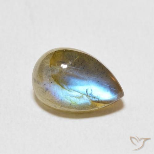 Labradorita Multicolor natural de 2.48 ct, En forma de pera, Translúcido