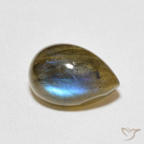 Labradorita Multicolor natural de 2.40 ct, En forma de pera, Translúcido
