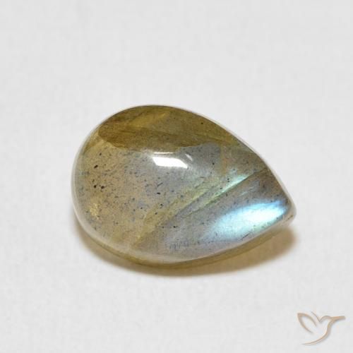 Labradorita Multicolor natural de 2.63 ct, En forma de pera, Translúcido