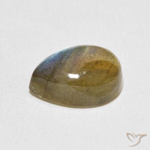 Labradorita Multicolor natural de 2.63 ct, En forma de pera, Translúcido