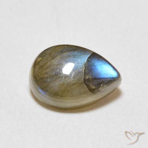 Labradorita Multicolor natural de 2.52 ct, En forma de pera, Translúcido