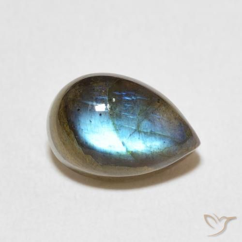 Labradorita Multicolor natural de 2.66 ct, En forma de pera, Translúcido