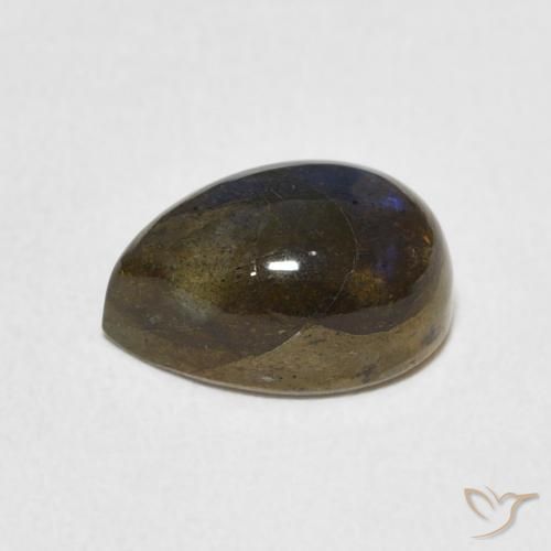 Labradorita Multicolor natural de 2.66 ct, En forma de pera, Translúcido