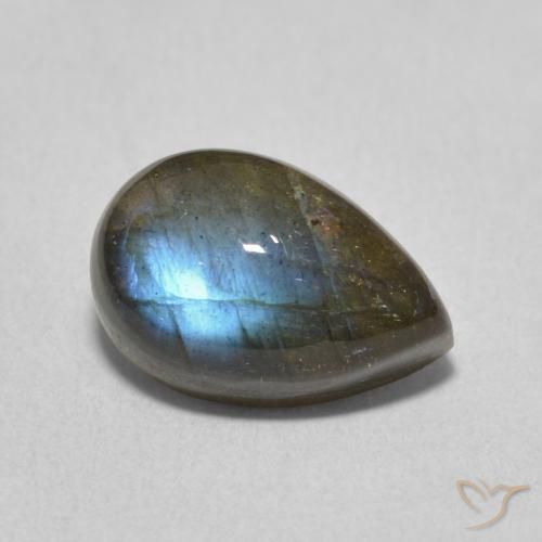 Labradorita Multicolor natural de 3.85 ct, En forma de pera, Translúcido