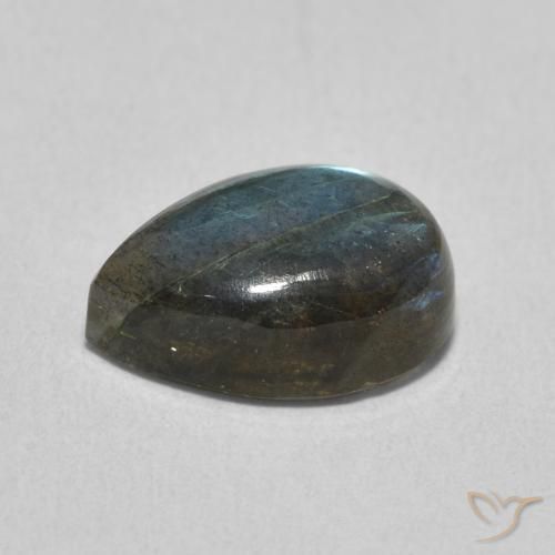 Labradorita Multicolor natural de 3.72 ct, En forma de pera, Translúcido
