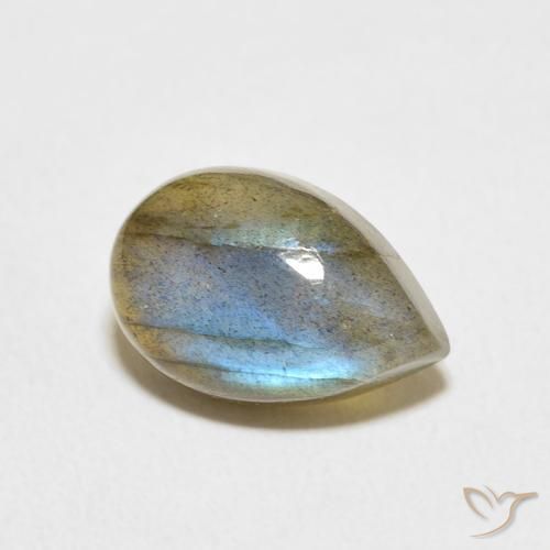 Labradorita Multicolor natural de 4.16 ct, En forma de pera, Translúcido