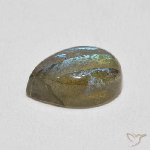 Labradorita Multicolor natural de 3.97 ct, En forma de pera, Translúcido