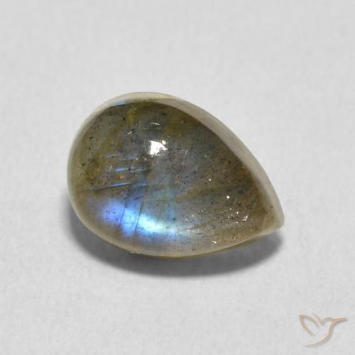 Labradorita Multicolor natural de 2.58 ct, En forma de pera, Translúcido