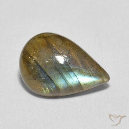 Labradorita Multicolor natural de 3.35 ct, En forma de pera, Translúcido