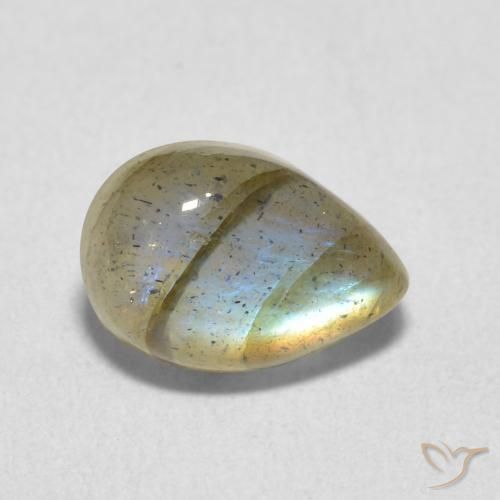 Labradorita Multicolor natural de 2.33 ct, En forma de pera, Translúcido