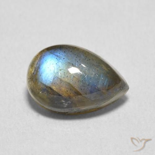 Labradorita Multicolor natural de 2.70 ct, En forma de pera, Translúcido