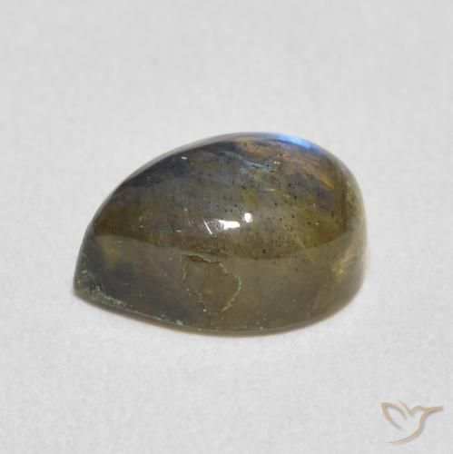 Labradorita Multicolor natural de 2.70 ct, En forma de pera, Translúcido