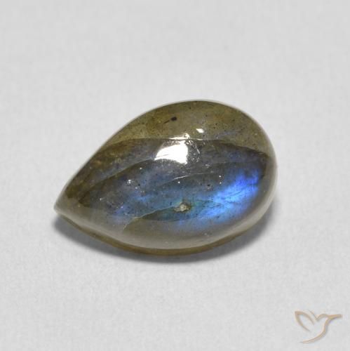 Labradorita Multicolor natural de 3.60 ct, En forma de pera, Translúcido