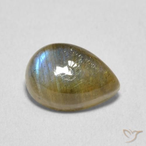 Labradorita Multicolor natural de 2.38 ct, En forma de pera, Translúcido