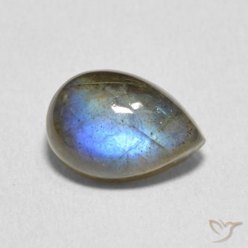 Labradorita Multicolor natural de 2.35 ct, En forma de pera, Translúcido