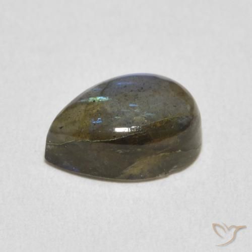Labradorita Multicolor natural de 2.35 ct, En forma de pera, Translúcido