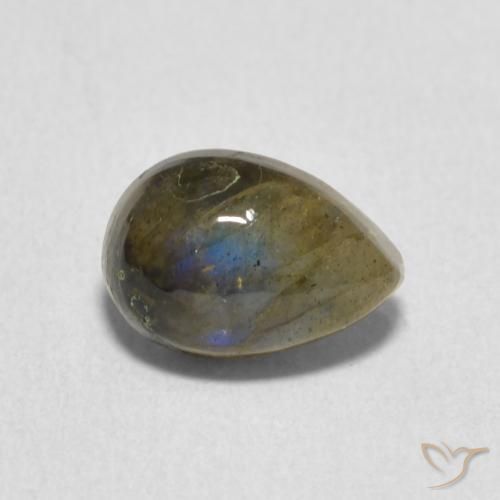 Labradorita Multicolor natural de 1.82 ct, En forma de pera, Translúcido