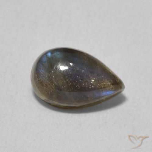 Labradorita Multicolor natural de 1.08 ct, En forma de pera, Translúcido