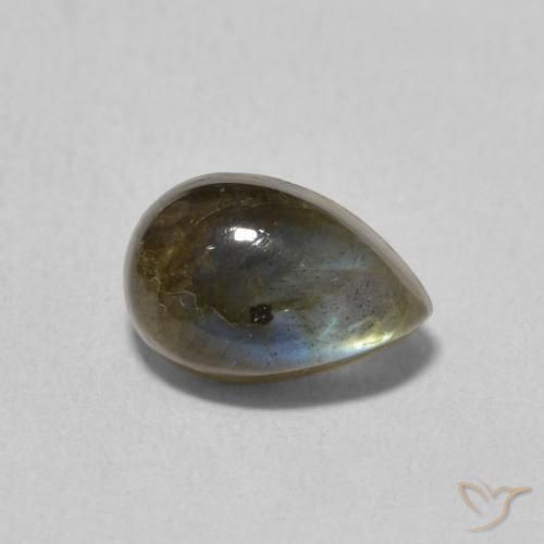 Labradorita Multicolor natural de 1.65 ct, En forma de pera, Translúcido