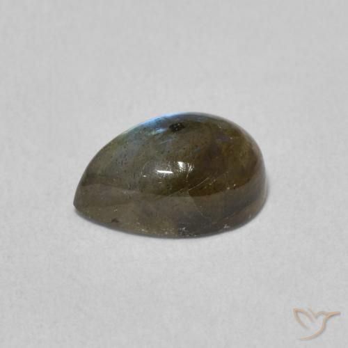 Labradorita Multicolor natural de 1.65 ct, En forma de pera, Translúcido