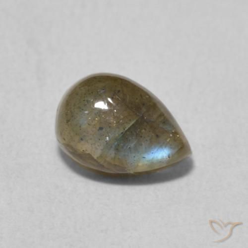 Labradorita Multicolor natural de 0.87 ct, En forma de pera, Translúcido