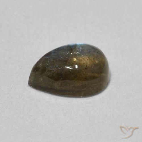 Labradorita Multicolor natural de 0.87 ct, En forma de pera, Translúcido