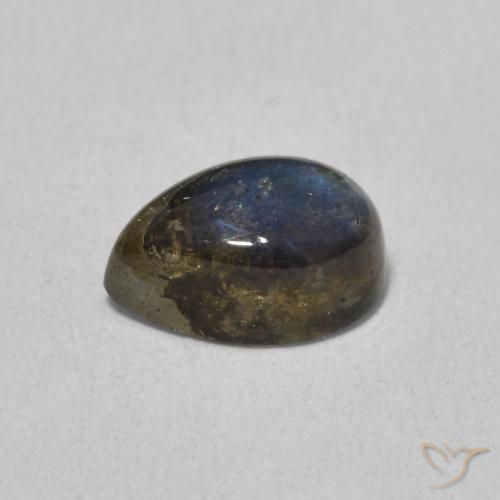Labradorita Multicolor natural de 1.86 ct, En forma de pera, Translúcido