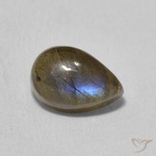 Labradorita Multicolor natural de 1.93 ct, En forma de pera, Translúcido