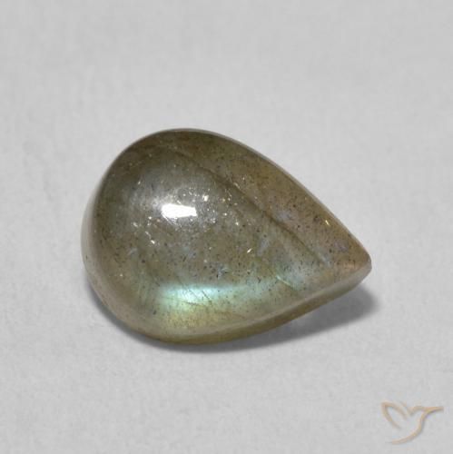 Labradorita Multicolor natural de 2.49 ct, En forma de pera, Translúcido