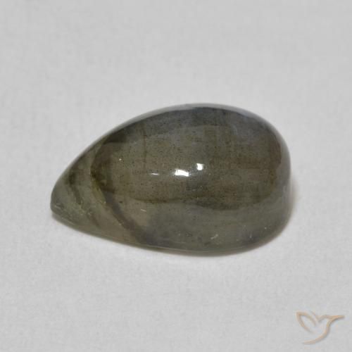 Labradorita Multicolor natural de 3.90 ct, En forma de pera, Translúcido