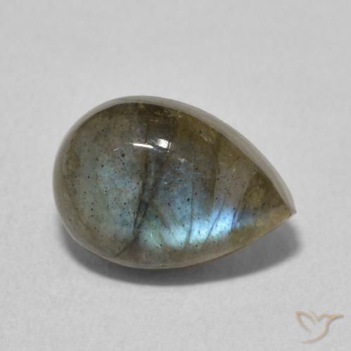 Labradorita Multicolor natural de 2.21 ct, En forma de pera, Translúcido