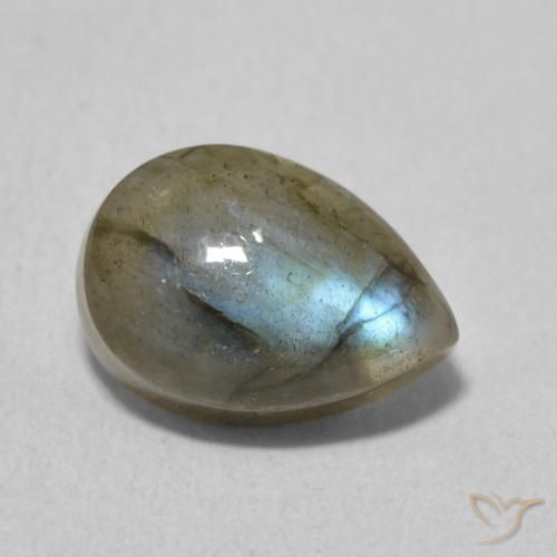 Labradorita Multicolor natural de 2.55 ct, En forma de pera, Translúcido