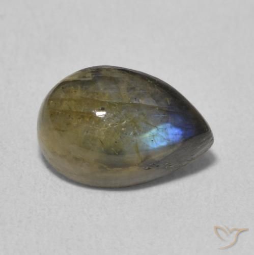 Labradorita Multicolor natural de 2.31 ct, En forma de pera, Translúcido