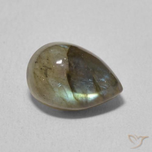 Labradorita Multicolor natural de 2.48 ct, En forma de pera, Translúcido