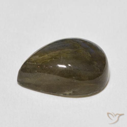 Labradorita Multicolor natural de 8.66 ct, En forma de pera, Translúcido