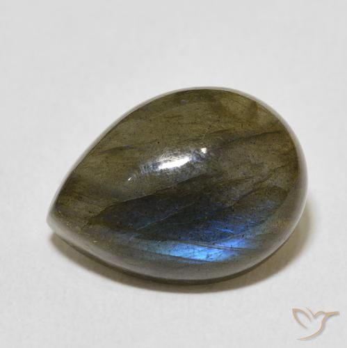 Labradorita Multicolor natural de 9.42 ct, En forma de pera, Translúcido