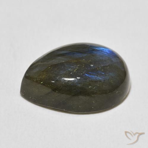 Labradorita Multicolor natural de 9.42 ct, En forma de pera, Translúcido