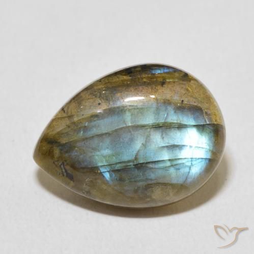 8.07ct Natural Multicolor Labradorita, En forma de pera, Translúcido