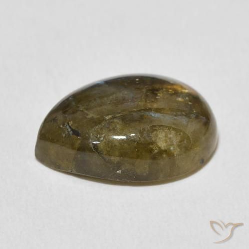 Labradorita Multicolor natural de 8.07 ct, En forma de pera, Translúcido