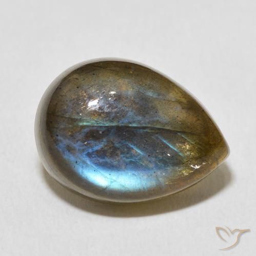 Labradorita Multicolor natural de 10.10 ct, En forma de pera, Translúcido