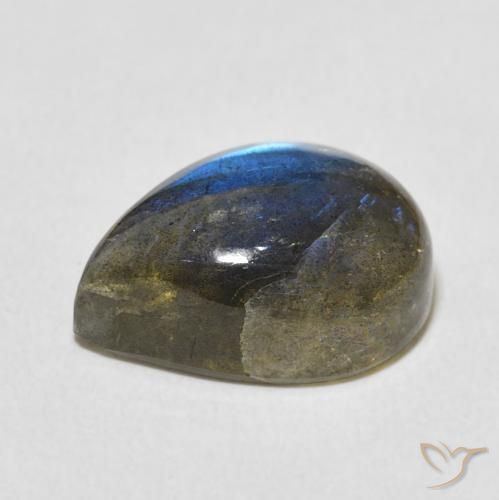 Labradorita Multicolor natural de 9.64 ct, En forma de pera, Translúcido