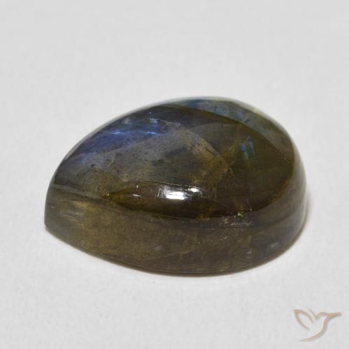 Labradorita Multicolor natural de 10.57 ct, En forma de pera, Transparente