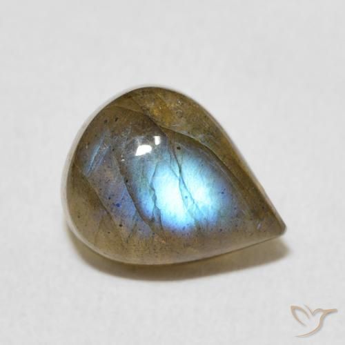 Labradorita Multicolor natural de 2.77 ct, En forma de pera, Translúcido