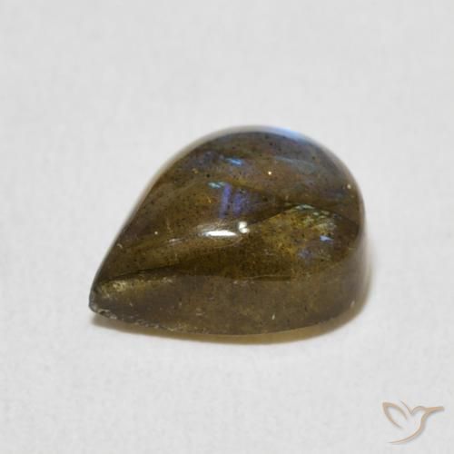 Labradorita Multicolor natural de 2.77 ct, En forma de pera, Translúcido