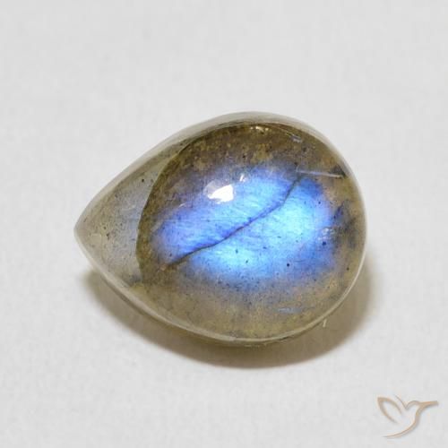 3.91ct Natural Multicolor Labradorita, En forma de pera, Translúcido