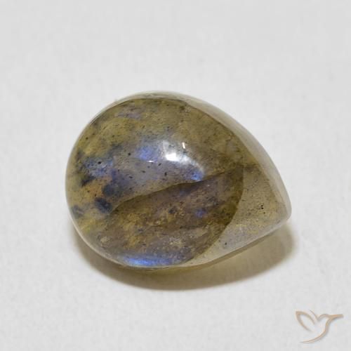 Labradorita Multicolor natural de 3.91 ct, En forma de pera, Translúcido