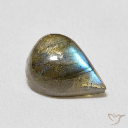 Labradorita Multicolor natural de 2.67 ct, En forma de pera, Translúcido