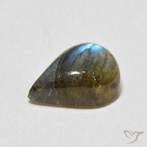 Labradorita Multicolor natural de 2.67 ct, En forma de pera, Translúcido