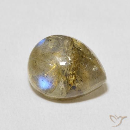 Labradorita Multicolor natural de 3.95 ct, En forma de pera, Translúcido